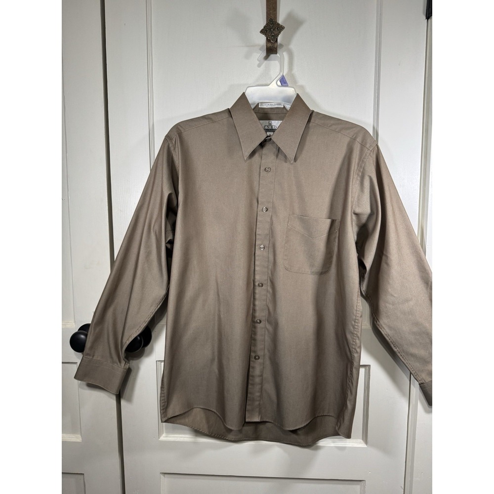 Enro Men's‎ Dress Shirt, Long Sleeve Button Up Brown Size 16